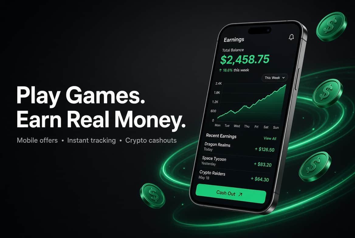 Earn Money Rewards — play mobile games on your phone and cash out real crypto rewards